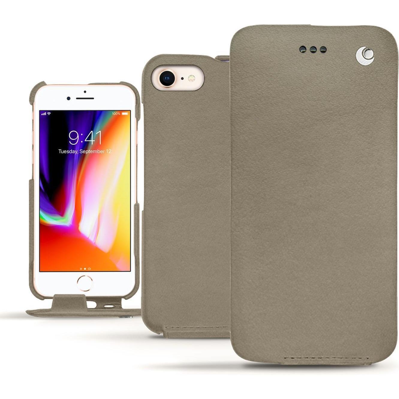 Noreve Lederschutzhülle vertikal (Apple iPhone 8), Smartphone Hülle, Beige