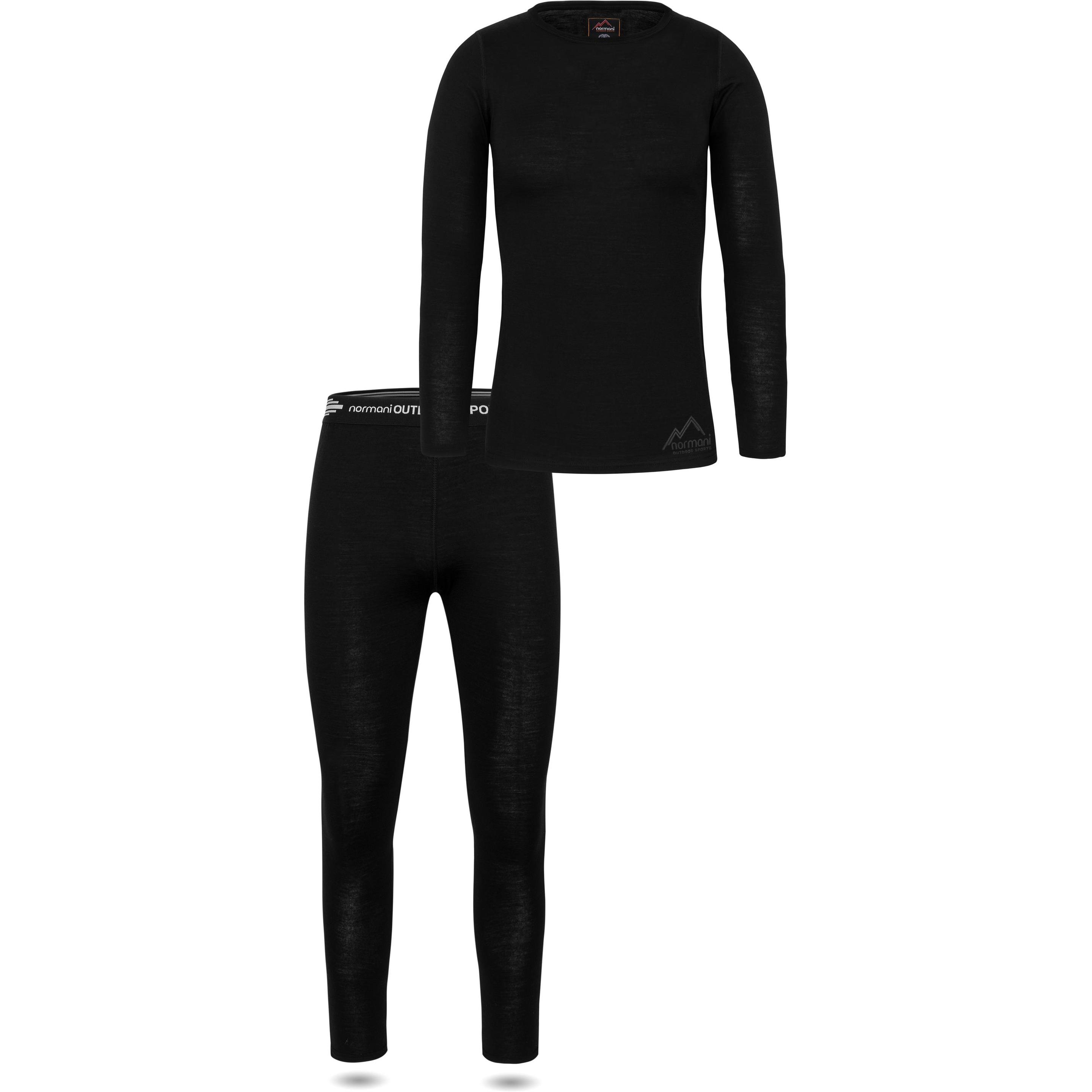 Normani, Damen, Funktionsshirt, Damen Merino Unterwäsche-Set Mandurah/Perth (XXL), Schwarz, XXL