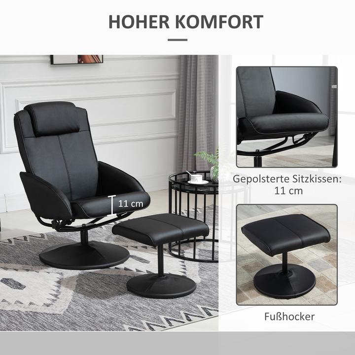 Actual product image Homcom Relaxsessel mit Hocker Kunstleder Schwarz
