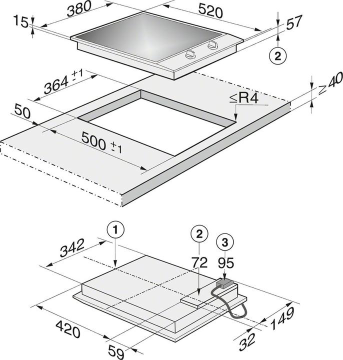Produktbild Miele Cs1122e (38 cm, Glaskeramik Kochfeld)