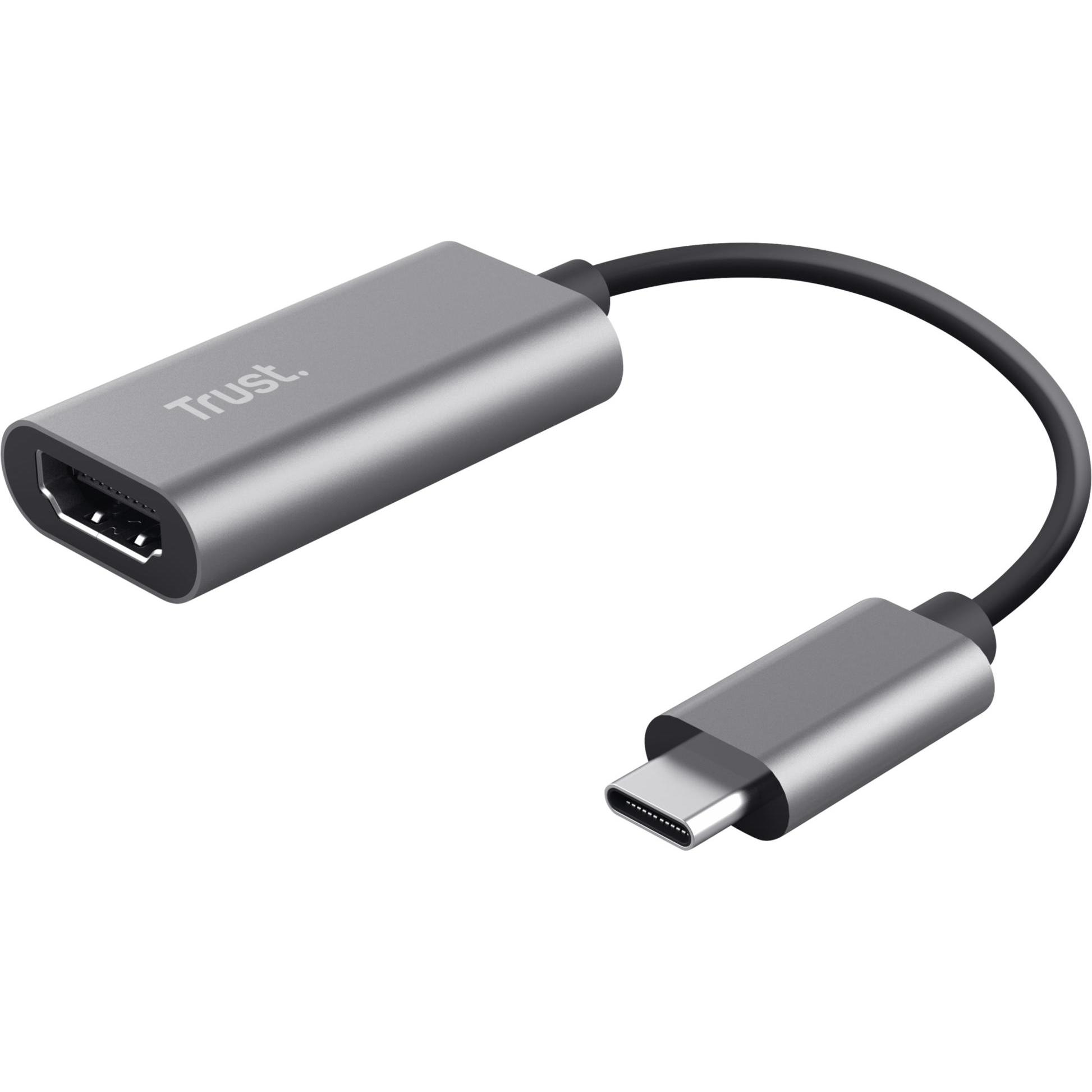 Trust Dalyx USB-Grafikadapter (HDMI, 20 cm), Data + Video Adapter, Grau