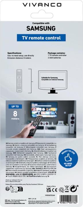 Actual product image Vivanco Vvremotesam (Device-specific remote control, Infrared)