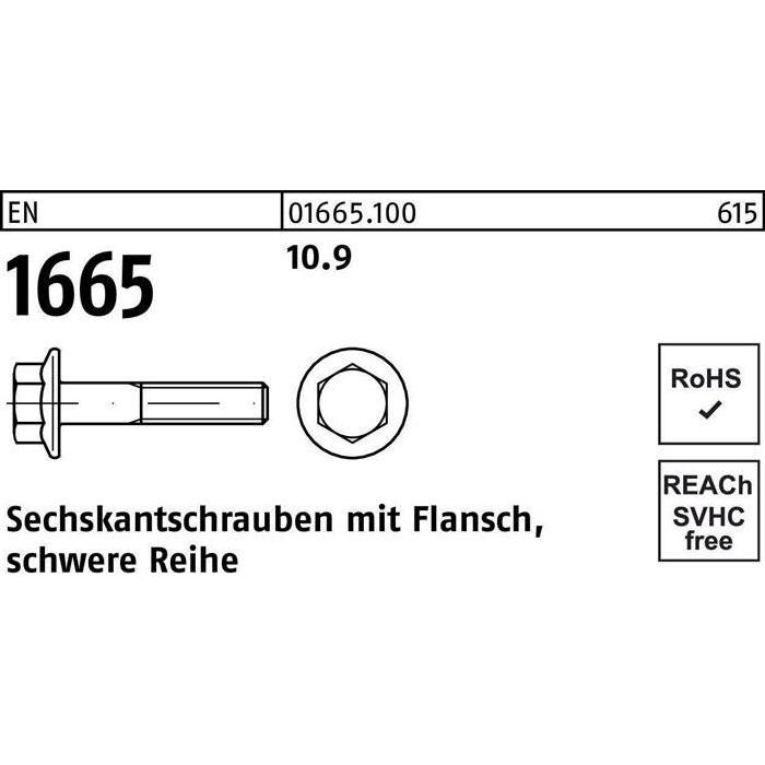 Schrauben, Sechskantschraube EN 1665 m.Flansch M 8 x 10 10.9 (200 Schrauben pro Stück)