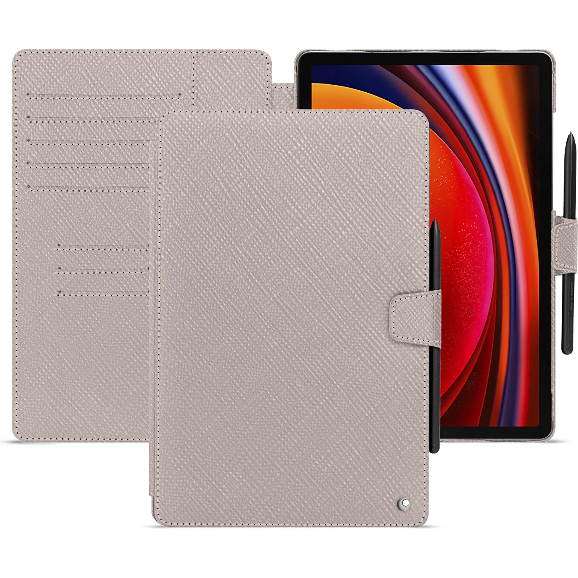 Thumbnail - Noreve Lederschutzhülle Samsung Galaxy Tab S9 (Galaxy Tab S9), Tablet Hülle, Beige
