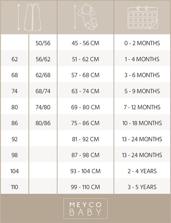 Nutritional values and ingredients Meyco Sleeping bag jersey padded 98 cm Animal (98 cm)