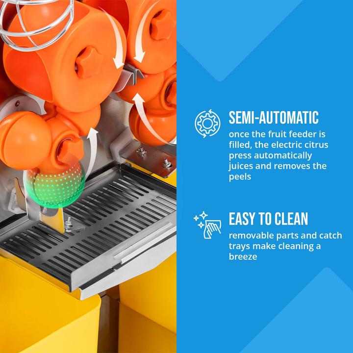 Produktbild Royal Catering Elektrische Orangenpresse halb automatisch 120 W 20 Orangen/min Zitruspresse