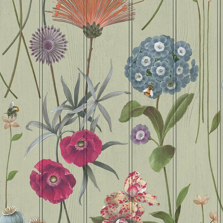 Belgravia Botanist Wood Panel Wallpaper (53.09 x 1002.79 cm)