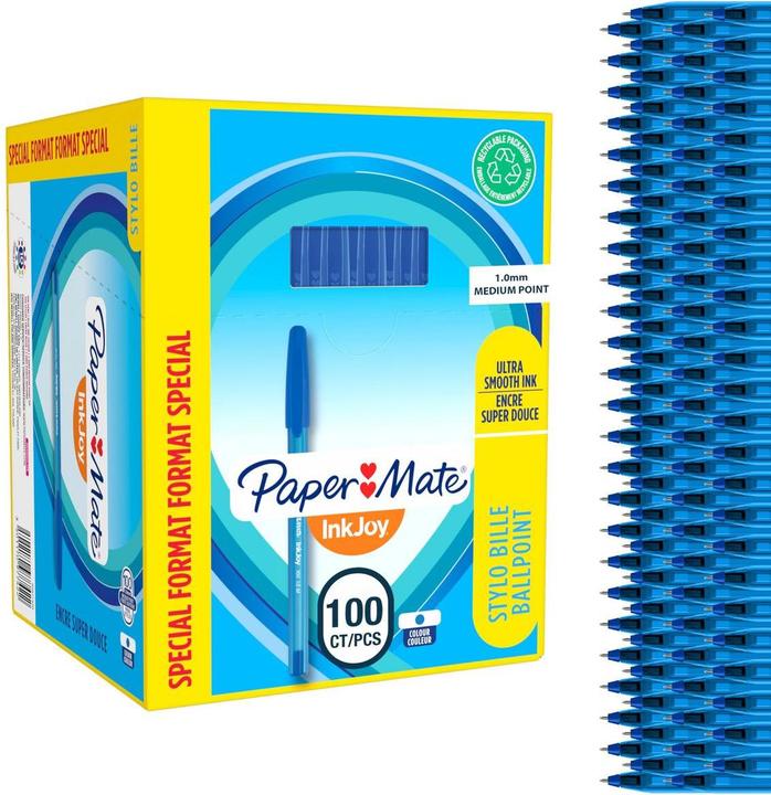 Produktbild Paper Mate Paper:Mate Kugelschreiber InkJoy 100, Value Pack, blau (100x)