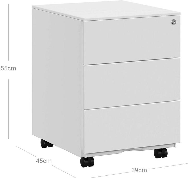 Immagine prodotto Songmics Aktenschrank mit 3 Schubladen, Detailfarbe: Weiss