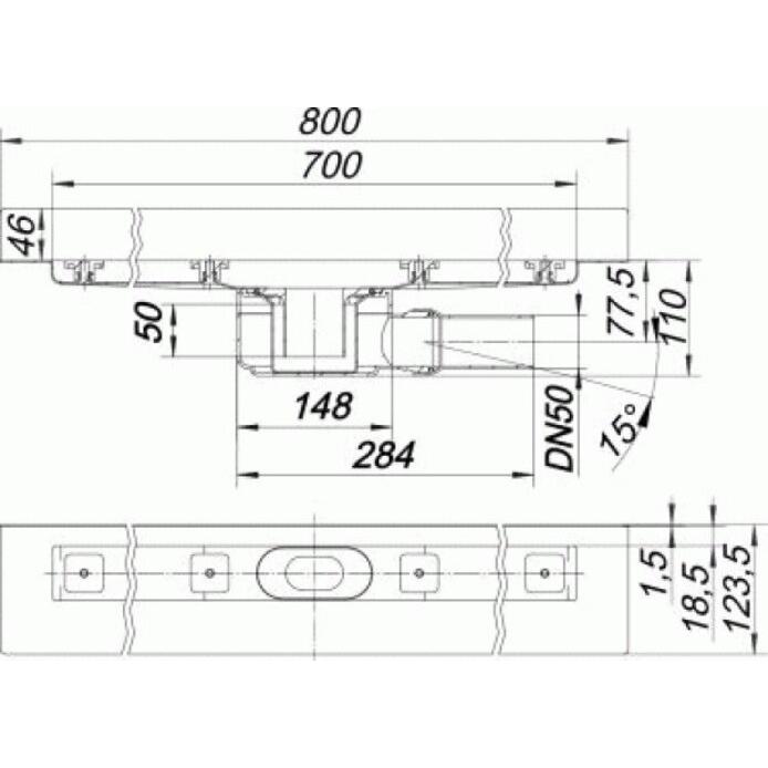 Thumbnail - Dallmer, Duschrinne, Duschrinne CeraLine W 700mm, 520135, DN 50 Bauhöhe 110mm (1050 mm)