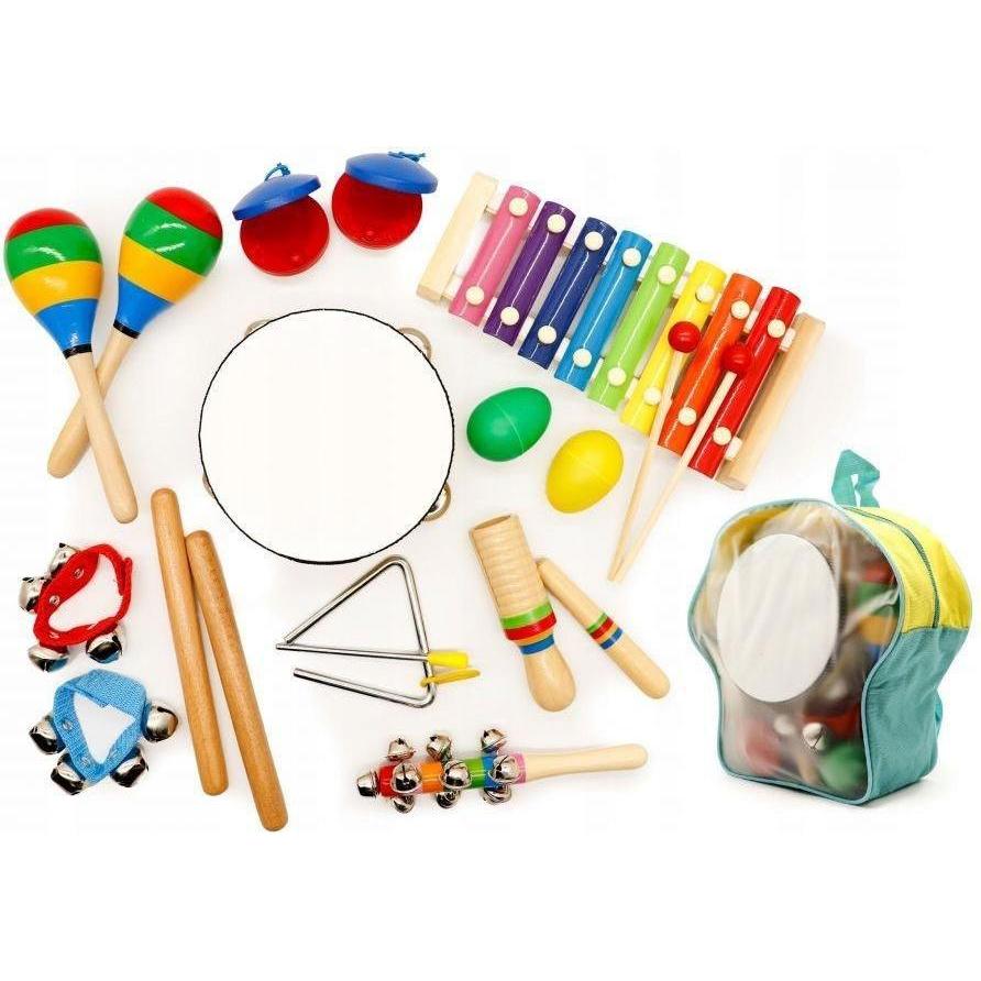 EcoToys Musikset 10 Instrumente + Rucksack (Deutsch, Englisch, Italienisch, Französisch)