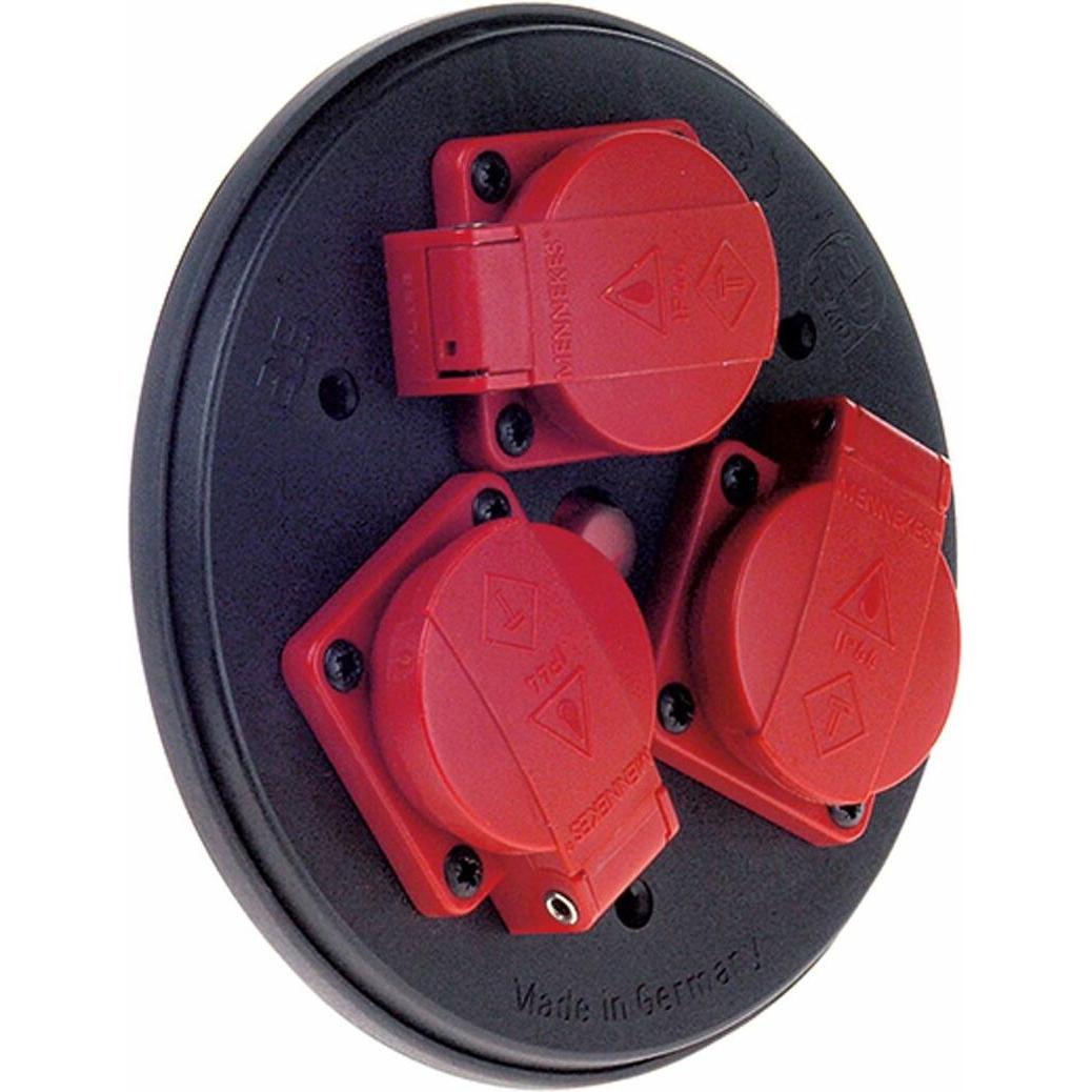 Bachmann, Steckdose, socket outlet insert 3gang w.deck thermal protection red
