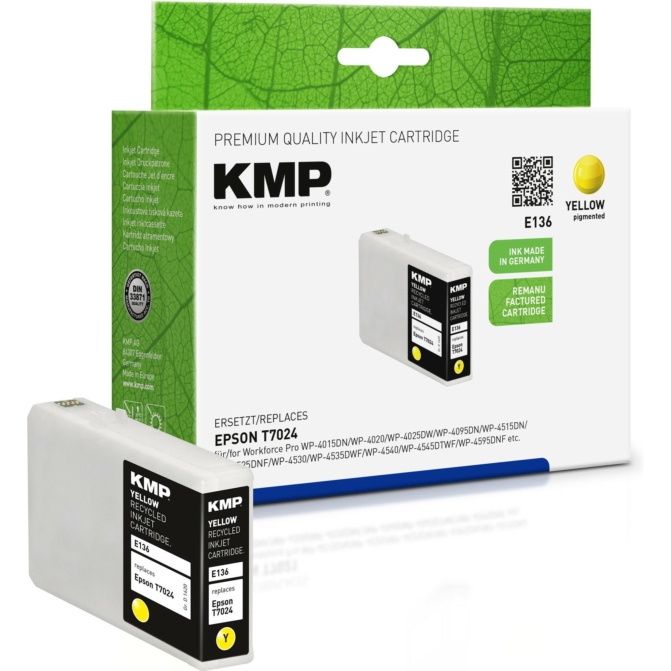 KMP, Druckerpatrone, E136 Tintenpatrone yellow kompatibel mit Epson T7024 (Y)