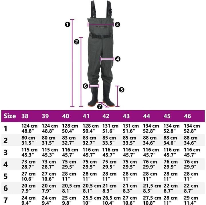 Image du produit vidaXL Waders avec bottes et ceinture (Bande de fréquences 38 (2600 MHz))