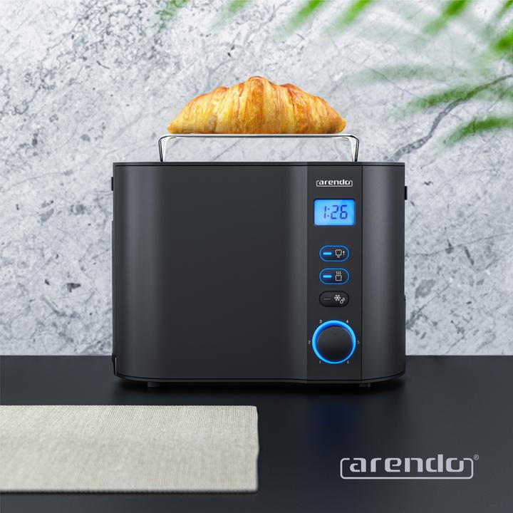 Actual product image Arendo Toaster stainless steel 2 slices short slot, double wall, bread roll attachment, display with