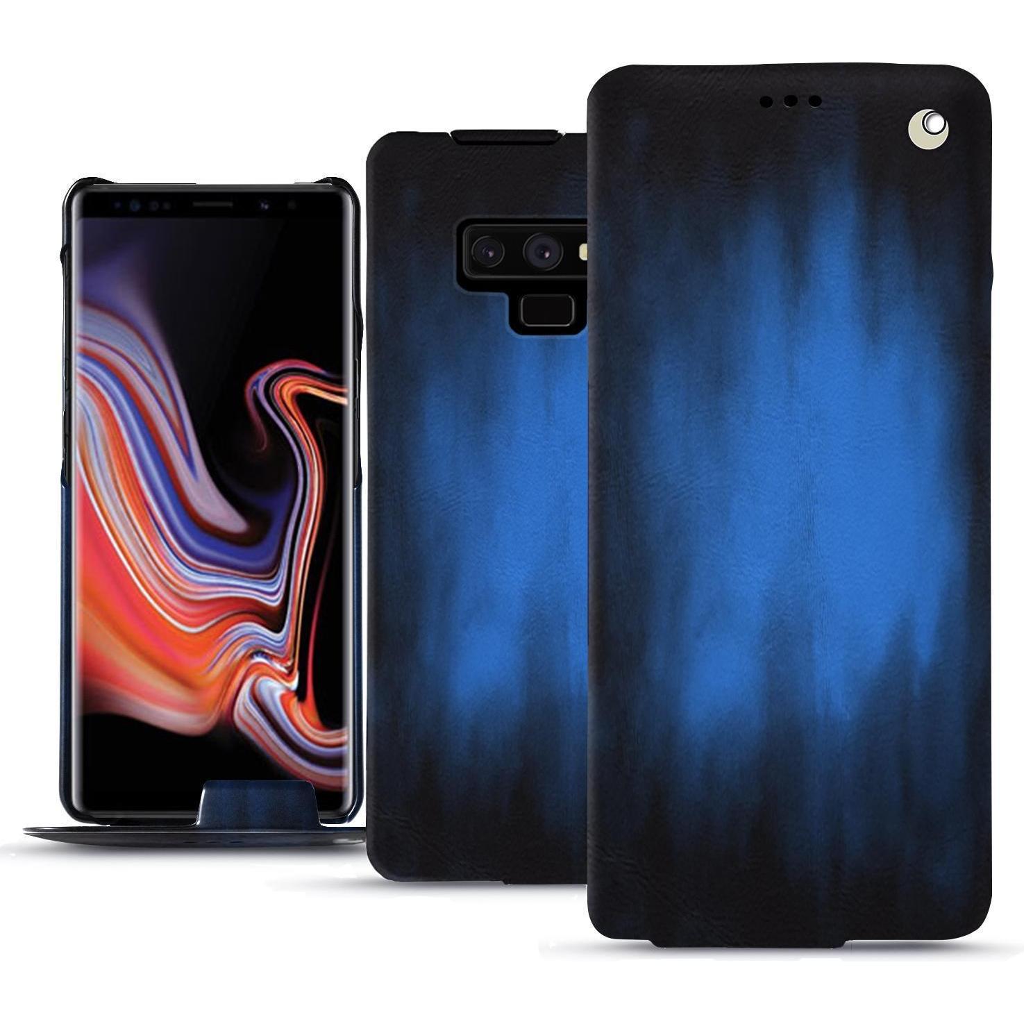 Noreve Lederschutzhülle vertikal (Samsung Galaxy Note 9), Smartphone Hülle, Blau