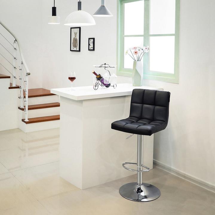 Image du produit Songmics Tabouret de bar réglable en hauteur, similicuir, noir, lot de 2