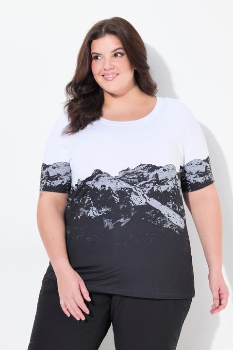 Actual product image Ulla Popken Quick Drying Mountain Print Short Sleeve Thermal Tee (42, 44)