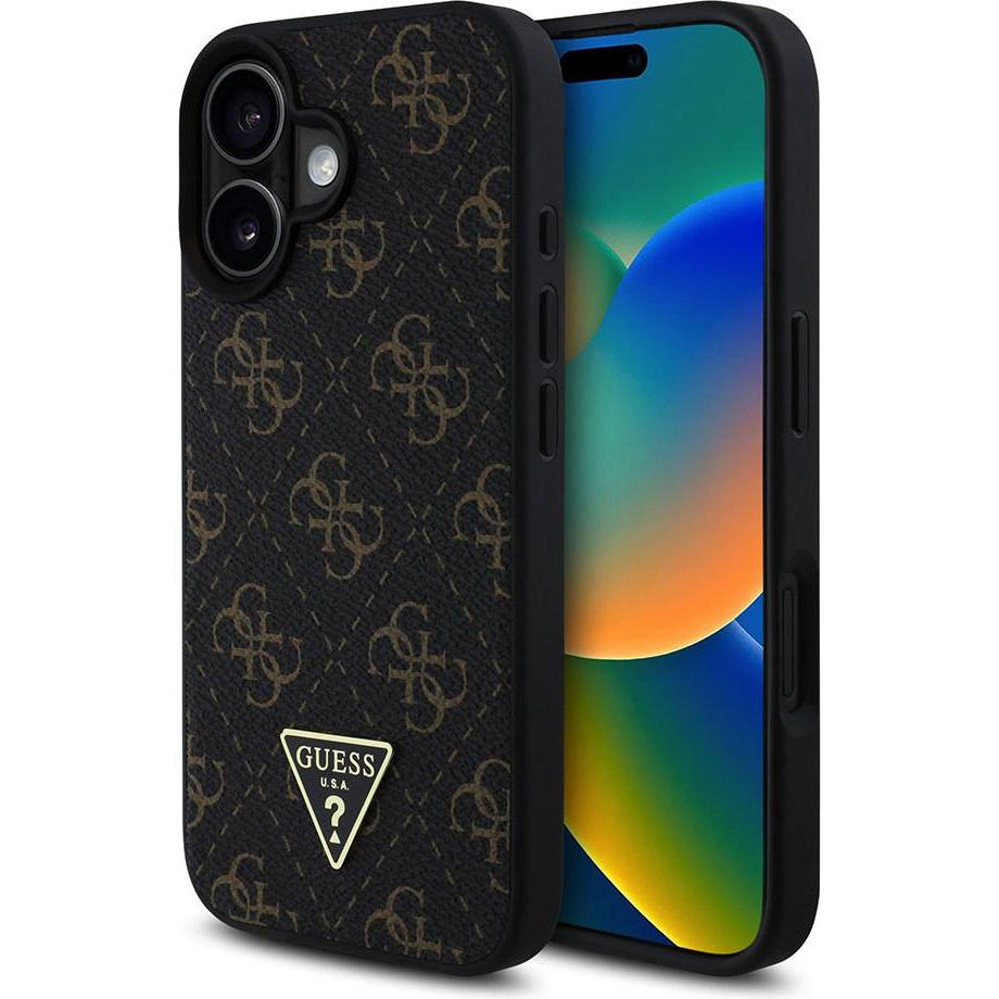 Guess GUHCP16SPG4GPK iPhone 16 6.1" czarny/black hardcase New 4G Triangle (Apple iPhone 16), Smartphone Hülle, Schwarz