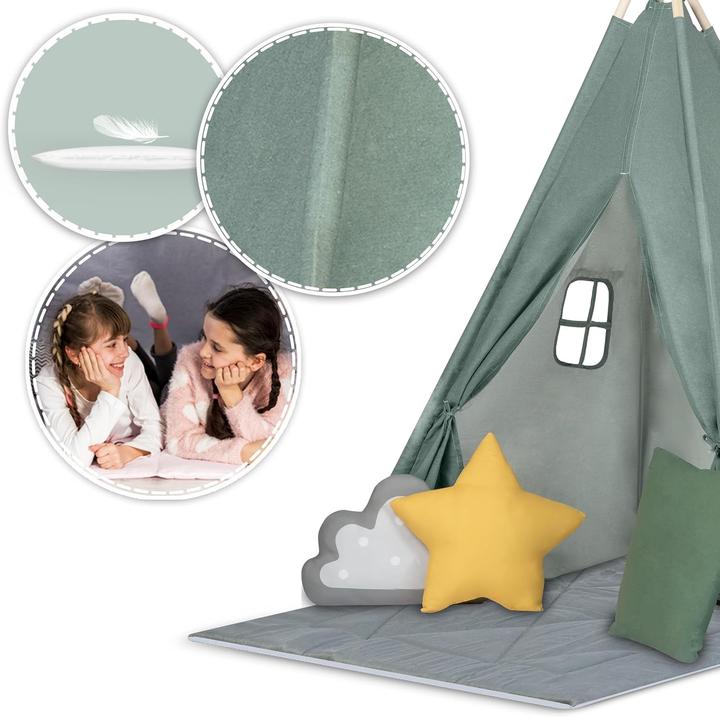 Produktbild Triton Tipi Zelt für Kinder mit Girlande, Kissen, grosser Matte und Stabilisator