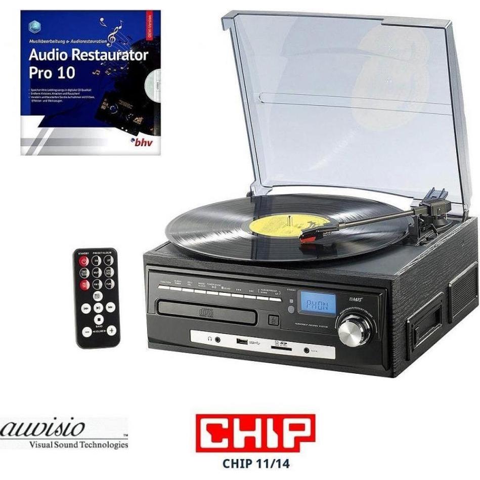 Auvisio Impianto stereo compatto con codificatore MP3 (Manuale), Giradischi, Nero