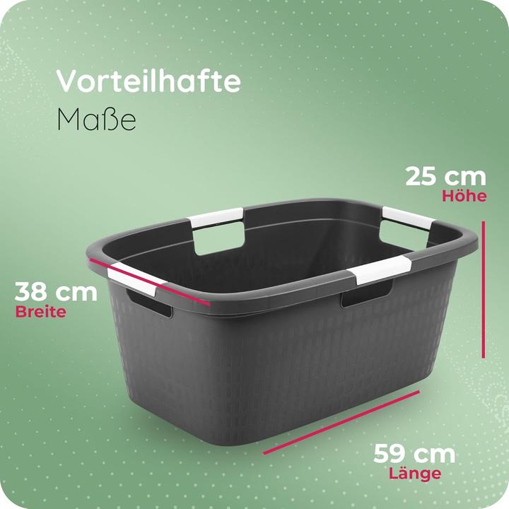Produktbild Novaliv Sparset 6X Wäschewanne mit 4 Griffen 40L Anthrazit, Wäschebox Set Wäscheeimer Wäschebehälter (40 l)
