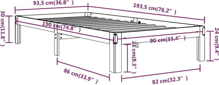 Image du produit vidaXL Bettrahmen (90 x 190 cm)