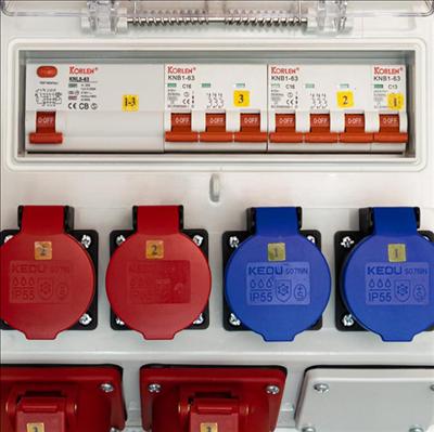 Actual product image EB Troller Site power distributor 16A IP55 incl. stand (6 x, CEE 16/5)