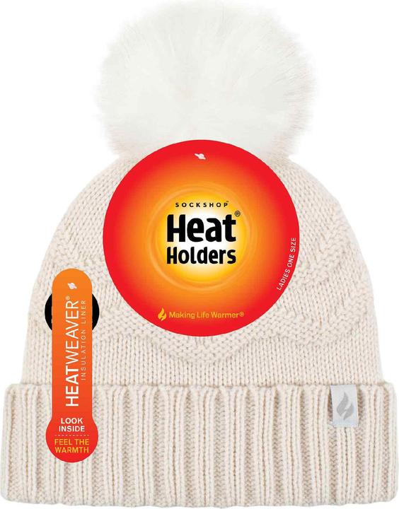Image du produit Heat Holders Winter Mütze mit Fleecefutter | Warm Bommelmütze Zickzack