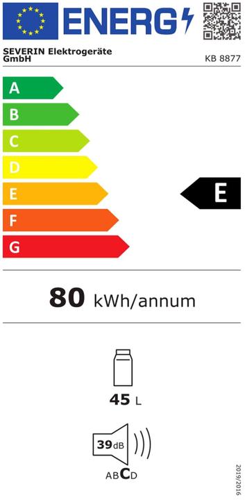 Energy Label Severin KB8877 white (45 l)