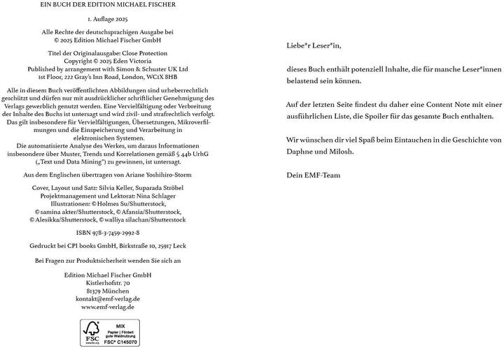 Produktbild Close Protection - Mein Herz in seiner Hand (Deutsch, Ariane Yoshihiro-Storm, Eden Victoria, 2025)