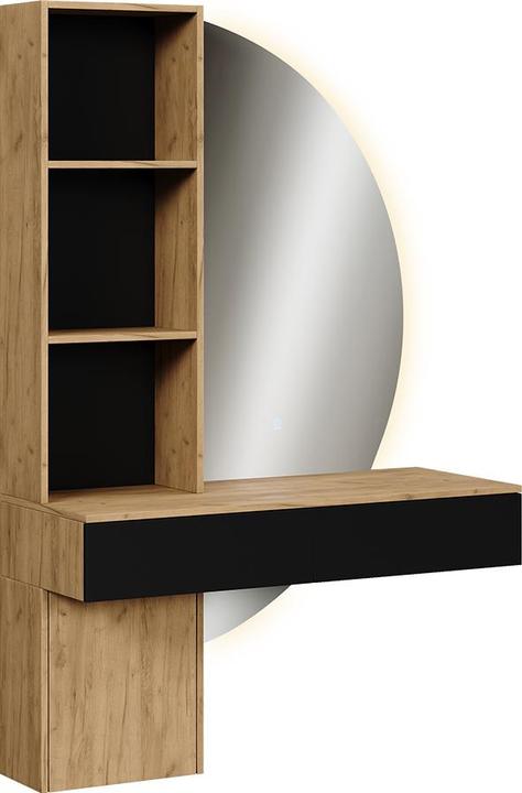 Actual product image Vichy Vanity table Melora, Oak/black, 100 cm with LED mirror