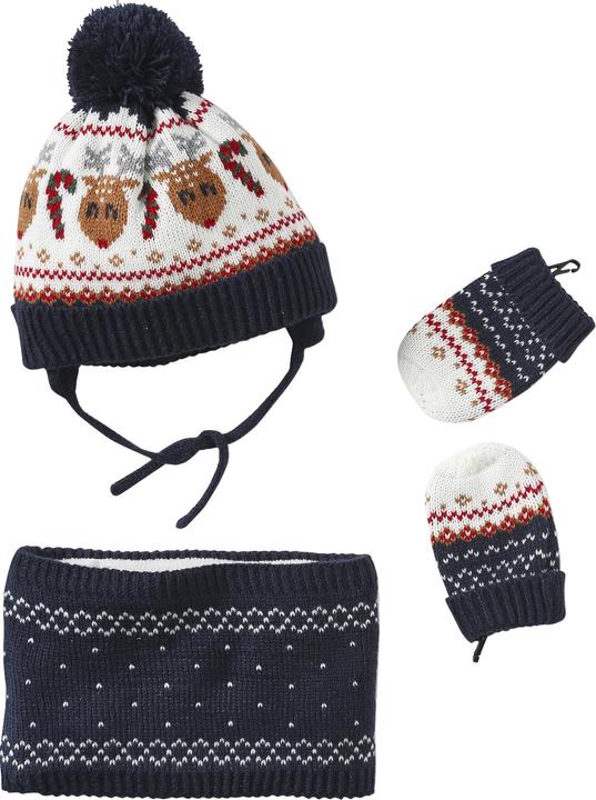 Actual product image Vertbaudet Jungen Baby Weihnachts-Geschenkset: Mütze, Fäustlinge & Rundschal (74/80)