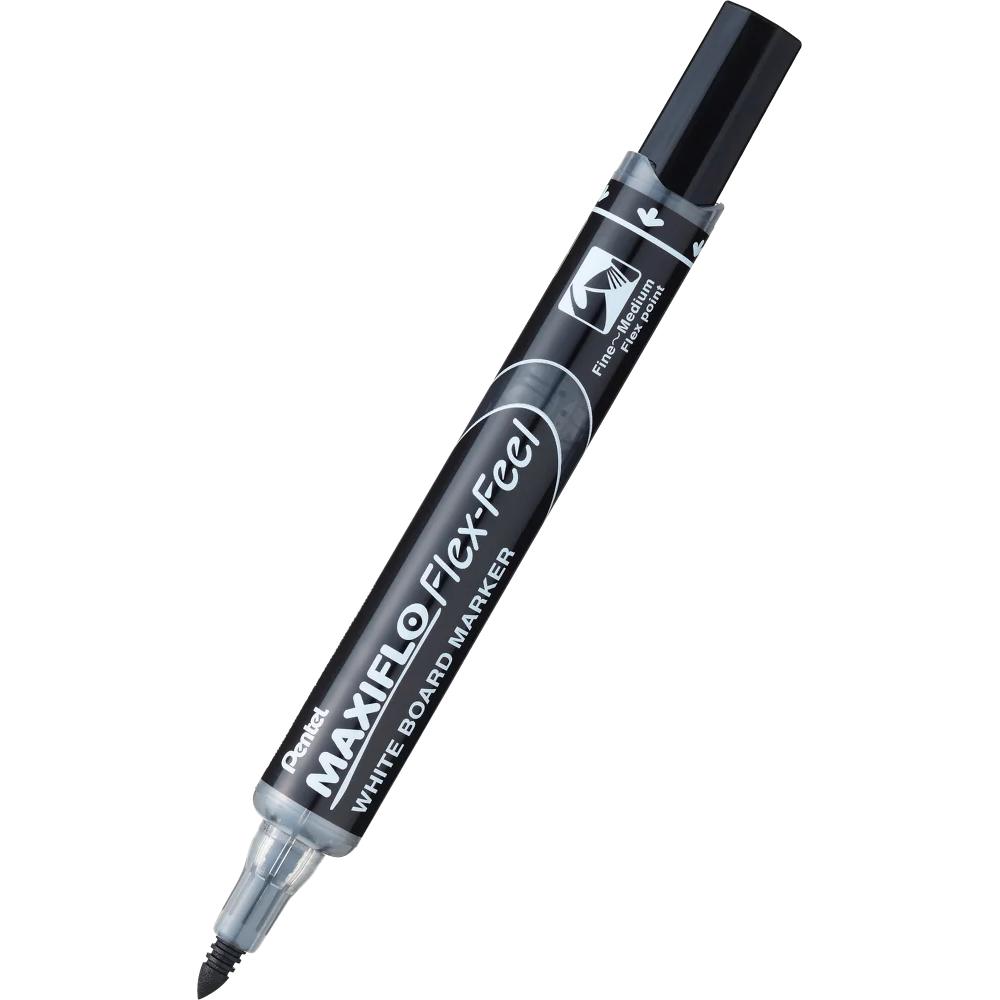 Thumbnail - Pentel, Marker, MAXIFLO Flex-Feel Whiteboard-Marker schwarz 2,0 - 5,0 mm (Schwarz, 5 mm, 12 x)