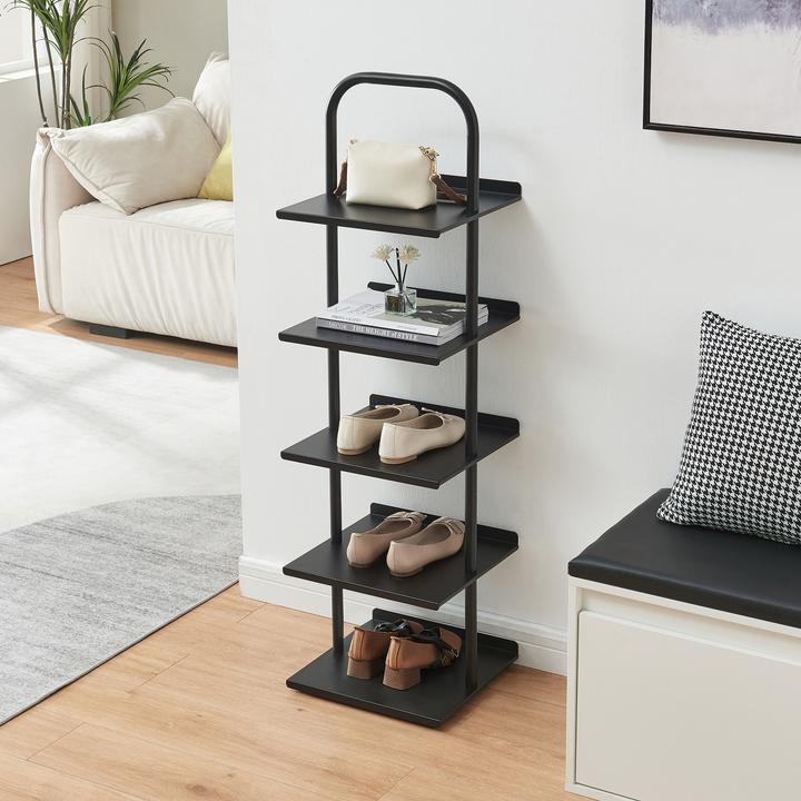 Image du produit En.Casa Schuhregal Poytya Stahl 119x34x32 cm Schwarz