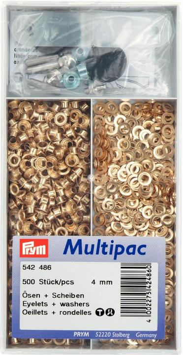 Immagine prodotto Prym Occhielli + dischi, oro 4 mm, stagno 500 pezzi, ottone