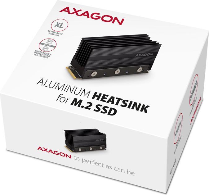 Actual product image Axagon CLR-M2XL passive - M.2 SSD, 2280 - Aluminium heatspreader with cooling fins