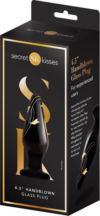 Produktbild Secret Kisses Handblown Glass Wide Butt Plug Black Gold (4.5")