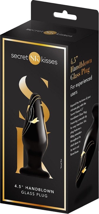 Image du produit Secret Kisses Plug en verre soufflé à la main à large ouverture, noir et or (4.5")