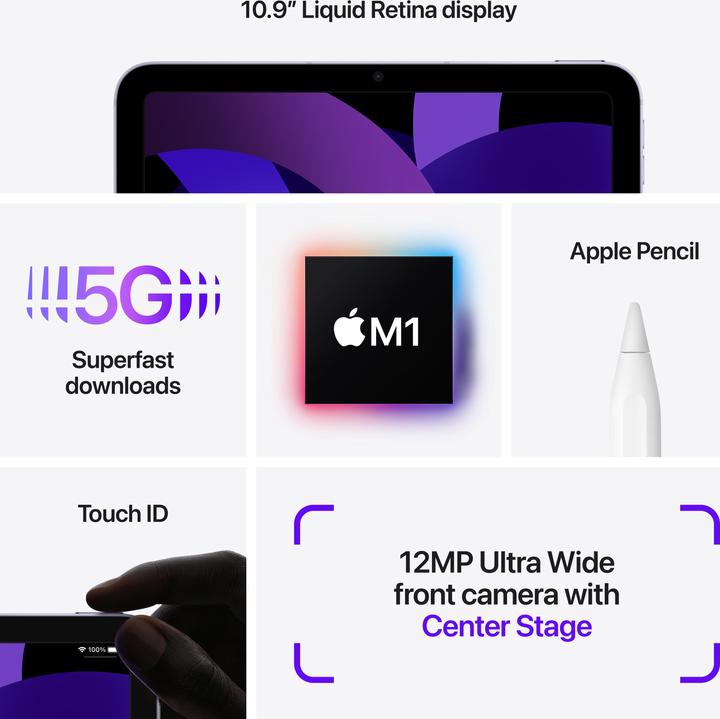Produktbild Apple iPad Air 2022 (5. Gen) (5G, 10.90", 256 GB, Space Grey)