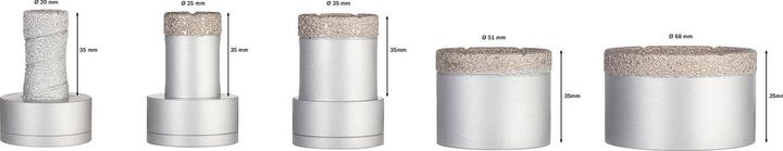 Actual product image Bosch Professional Zubehör PRO Ceramic dry X-Lock core bit set, 68 x 33, 51 x 33, 35 x 33, 25 x 33, 20 x 33 mm, 5 pcs. (20.0 cm, 35.0 mm, 51, 51 mm, 68)