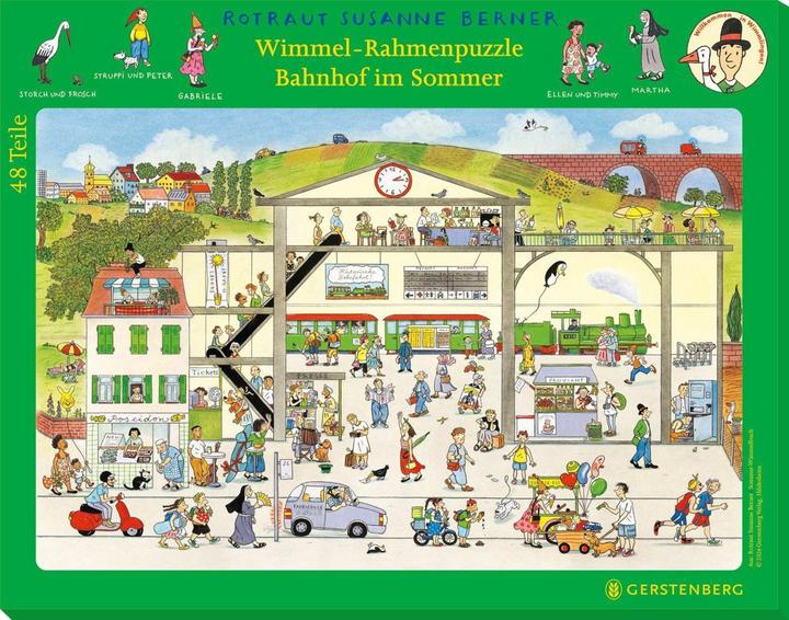 Wimmel-Rahmenpuzzle Sommer Motiv Bahnhof (48 Teile)