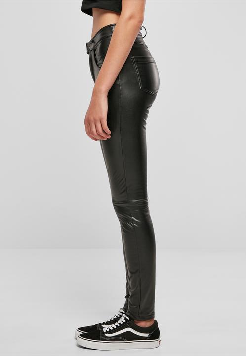 Actual product image Urban Classics Ladies Mid Waist Synthetic Leather Pants (28)