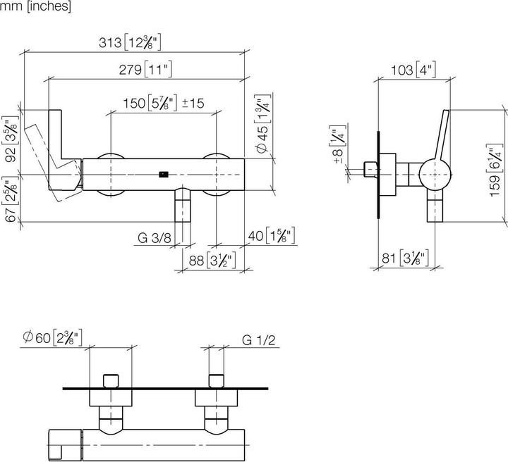 Produktbild Dornbracht IMO Brause-Einhandbatterie für Wandmontage, 33301670