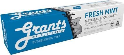 Actual product image Grants of Australia Fresh Mint Natural Toothpaste With Tea Tree Oil Refreshing Natural Fluoride Free