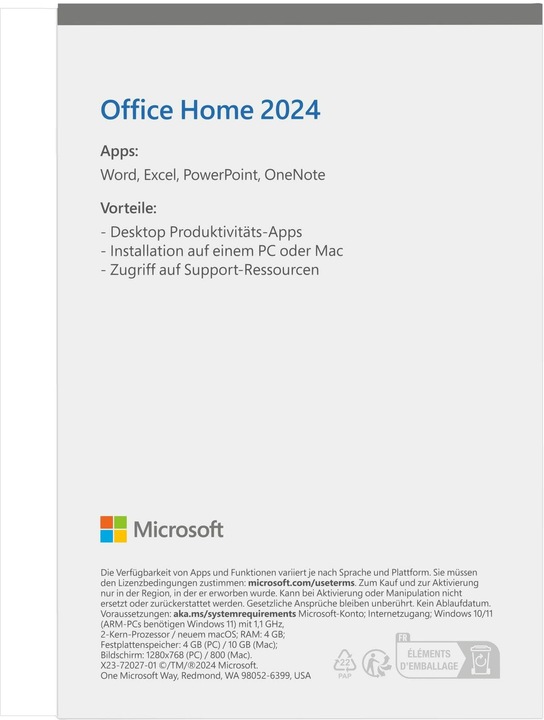 Actual product image Microsoft Office Home 2024 (DE) (1 User, unlimited)