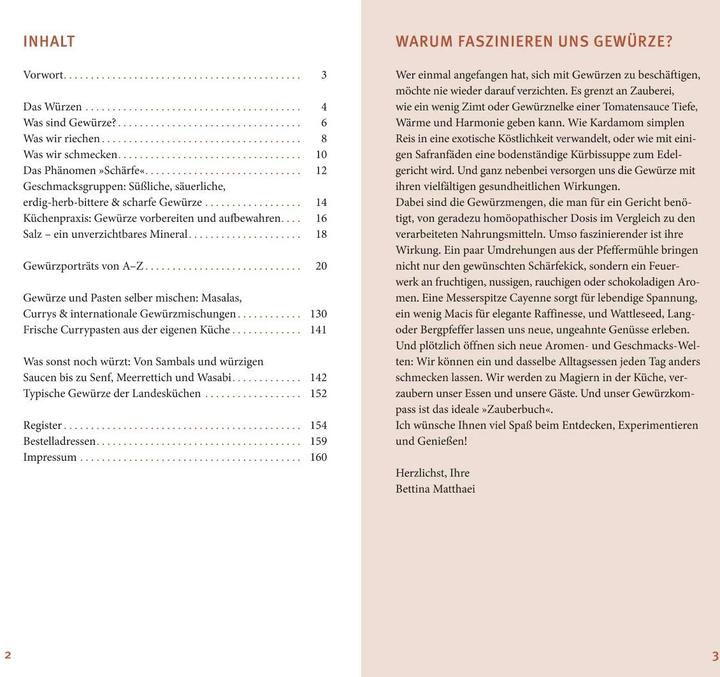 Nährwerte und Zutaten Gewürze (Deutsch, Bettina Matthaei, 2013)
