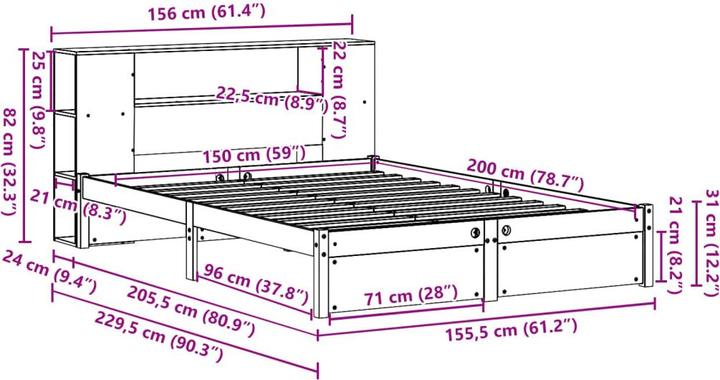 Actual product image VidaXL Bookcase bed without mattress (120 x 200 cm)