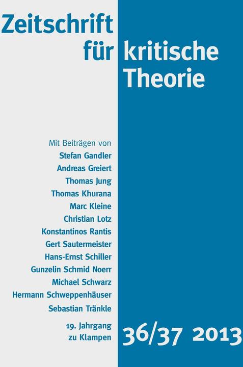 Produktbild Zeitschrift für kritische Theorie, Heft 36/37 (Deutsch, Gerhard Schweppenhäuser, Sven Kramer, 2013)