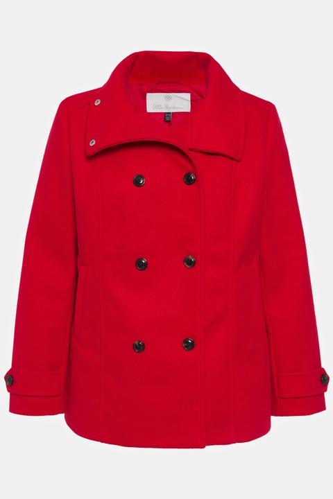 Actual product image Ulla Popken Double Breasted Wool Look Fully Lined Jacket